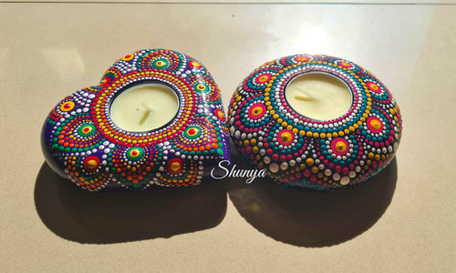 Handpainted Diwali  TEA LIGHT HOLDERS. - Shunya Creations